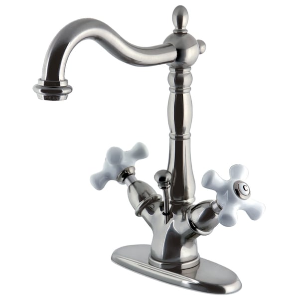 KS1438PX 2-Handle Bthrm Faucet W/Brass Pop-Up & Cover Plate Nickel